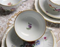 Meissen Teeservice 21-teilig sehr altes Dekor "Blumenmalerei und Goldrand" 1.Wahl