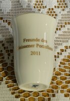 Meissen Schnapsbecher "Freunde des Meissen 2011" mit Blumenmalerei und Goldrand 1.Wahl