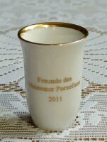 Meissen Schnapsbecher "Freunde des Meissen 2011" mit Blumenmalerei und Goldrand 1.Wahl