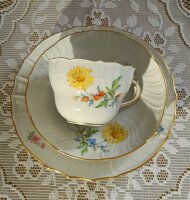 Meissen Kaffeegedeck mit wunderschöner Blumenmalerei und Goldrand 1.Wahl