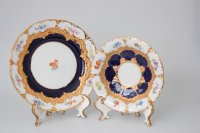 Meissen Mokka / Espressotasse in der beliebten "B-Form" in Kobaltblau mit Streublümchen 3 Teilig 1.Wahl