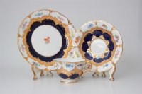 Meissen Mokka / Espressotasse in der beliebten "B-Form" in Kobaltblau mit Streublümchen 3 Teilig 1.Wahl