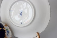 Meissen Mokka / Espressotasse in der beliebten "B-Form" in Kobaltblau mit Streublümchen 3 Teilig 1.Wahl